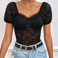 thumbnail image 4 of 2DXuixsh Womens Jumpsuit Women's Solid Color Mesh Stitching Lace Pattern Slim Fit Thin Texture All Purpose Inner Jumpsuit Black Size S, 4 of 8