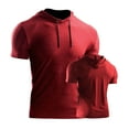 thumbnail image 2 of Miluxas Men's Short Sleeve Hoodie Hooded T Shirts Lightweight Sweatshirt Hoodies Pullover Red S(S), 2 of 6