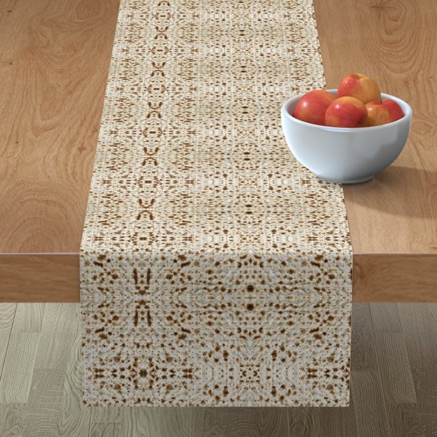 Cotton Sateen Table Runner, 90" Matzo Food Pesach Matza cracker bread