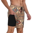 thumbnail image 3 of Haiem Traditional Tribal Aztec Mens Swim Trunks with Compression Liner 2 in 1 Swimming Shorts Stretch Swimwear Quick Dry,Board Shorts-Large, 3 of 9