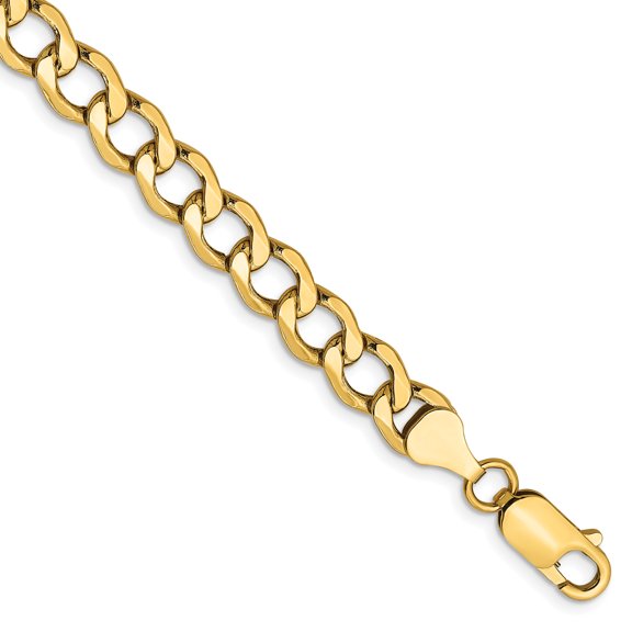 14K Yellow Gold 6.5mm Semi-Solid Curb Link Chain