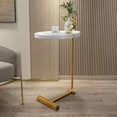 thumbnail image 2 of C-Shaped Side Table & End Table for Small Spaces and Living Room, Modern C Nightstand Suit for Sofa Couch and Bed, White top with Golden Metal Frame 17.72"x11.8"x23.62", 2 of 6