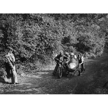 Motorcycle and sidecar competing in the Brighton and Hove Motor Club Brighton-Beer Trial, 1930 Print Wall Art By Bill (Best Motorcycle Sidecar Combo)