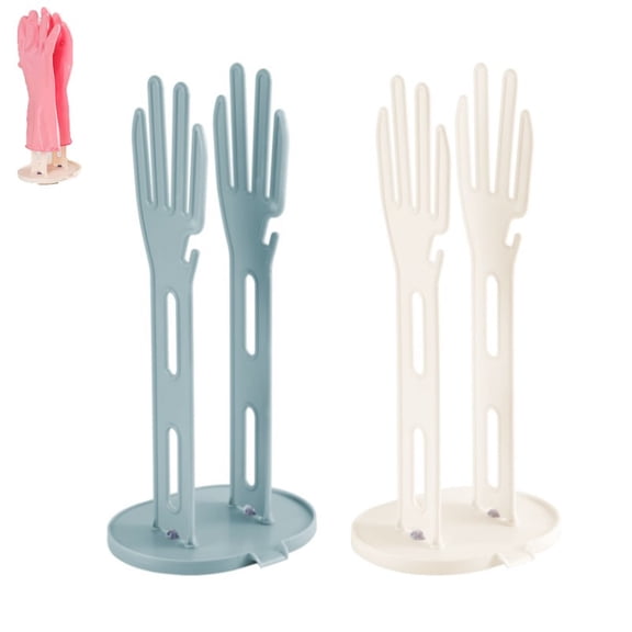 Glove Drying Rack, Kitchen Glove Holder with Drip Tray, Dishwashing Gloves Holder (Blue White)