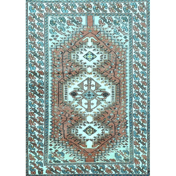 Ahgly Company Indoor Rectangle Persian Light Blue Traditional Area Rugs, 6' x 9'