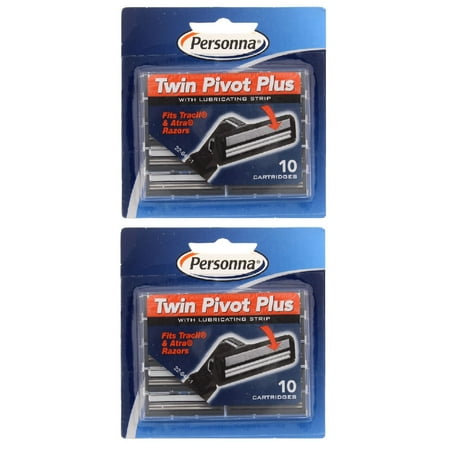 Personna Twin Pivot Plus Refill Blade Cartridges w/ Lubricating Strip for Atra & Trac II Razors 10 ct. (Pack of