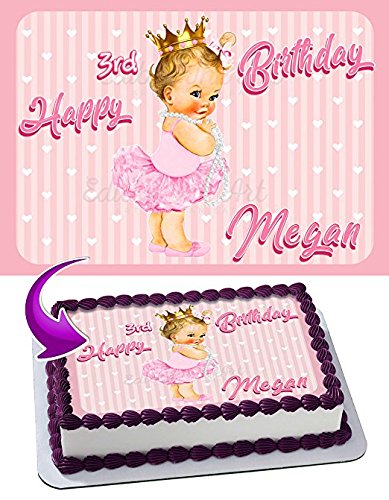 Baby Girl Princess Ruffle Pants Cake Image Personalized Edible