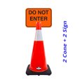 thumbnail image 2 of RK-Safety 28" Orange Cone, Black base With One 6" Reflective Tape, Plus Cone Sign 28 "Do Not Enter", (Cone-2 ea + Cone Sign-2 ea), 2 of 2