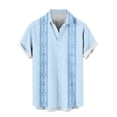 thumbnail image 5 of Lovzfmll Casual Vintage Bowling Camp Short Sleeve Beach Shirt, Men's Summer Button Up with Soft Breathable Fabric Light Blue, L, 5 of 6