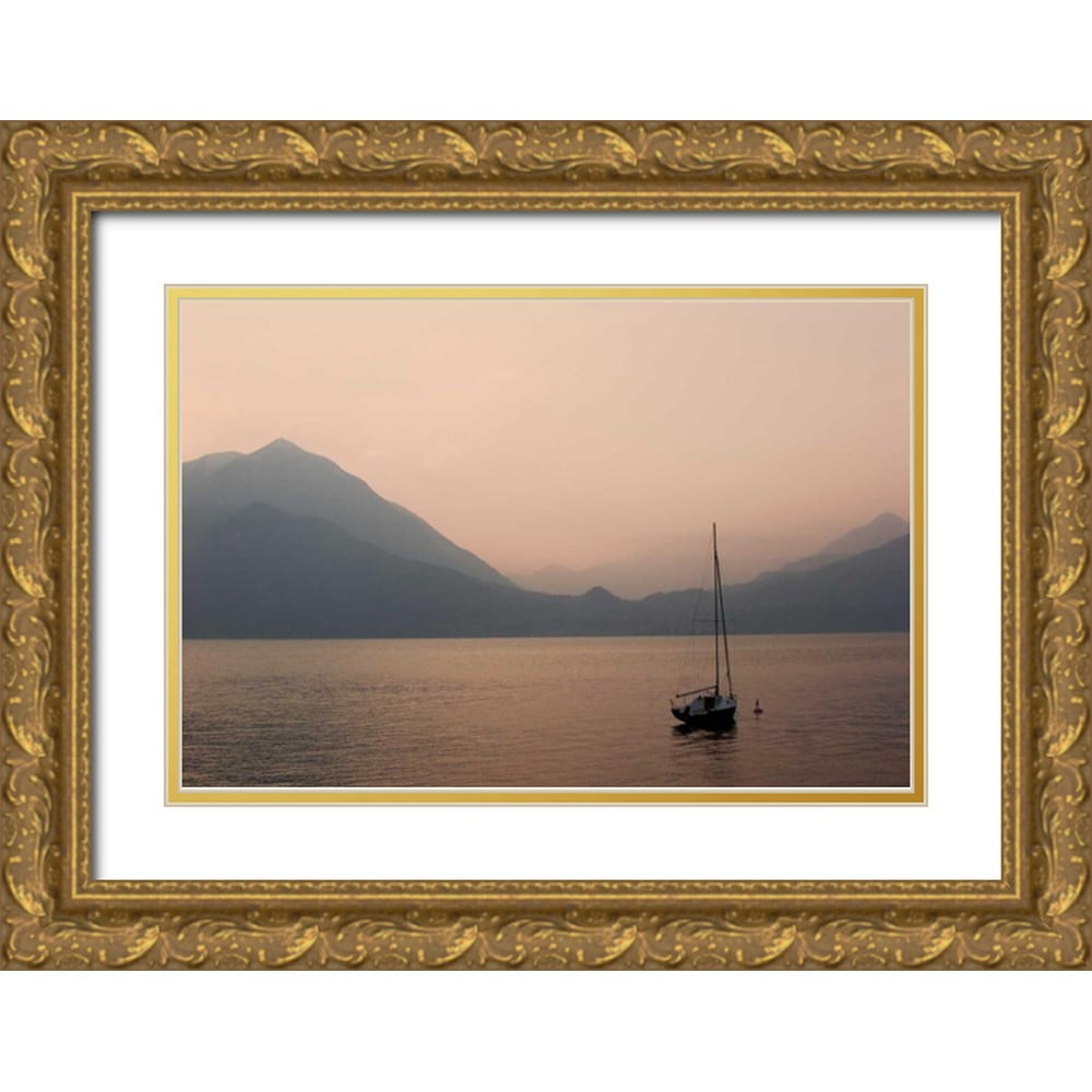Crane Rita 14x11 Gold Ornate Wood Framed with Double Matting Museum Art Print Titled - Lake Como Sailboats IV