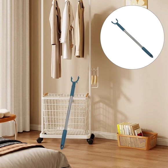 WEUVEB Extensible Telescópica Para Ropa Con Gancho De Tela Azul