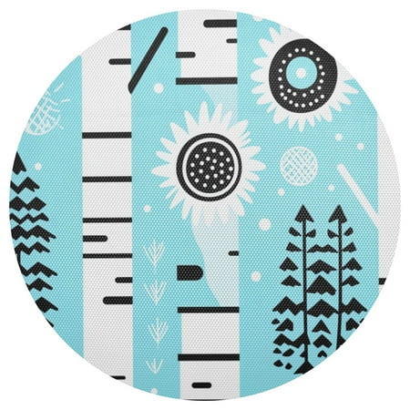 

Winter Scene with Sun 6-Piece 15.4in Durable PVC Plate Mats Heat-Resistant for Parties and Dining