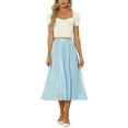 thumbnail image 2 of INSPIRE CHIC Pleated Midi Skirt for Women's Elastic Waist Casual Accordion Skirts XS Light Blue, 2 of 6