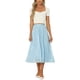 thumbnail image 2 of Falda midi plisada INSPIRE CHIC para mujer, falda de acordeón casual con cintura elástica, M azul claro, 2 of 6