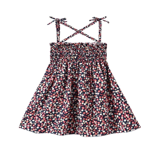 Bébé bébé Filles Glisser Robe Bretelles Sans Manches Floral Élastique Robe Soleil Été