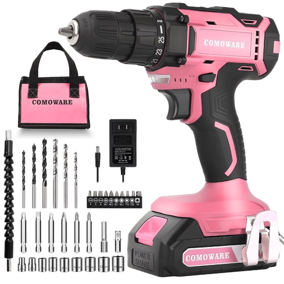 Taladro inalámbrico COMOWARE 20V Pink Power 1 batería 25+1 Pos