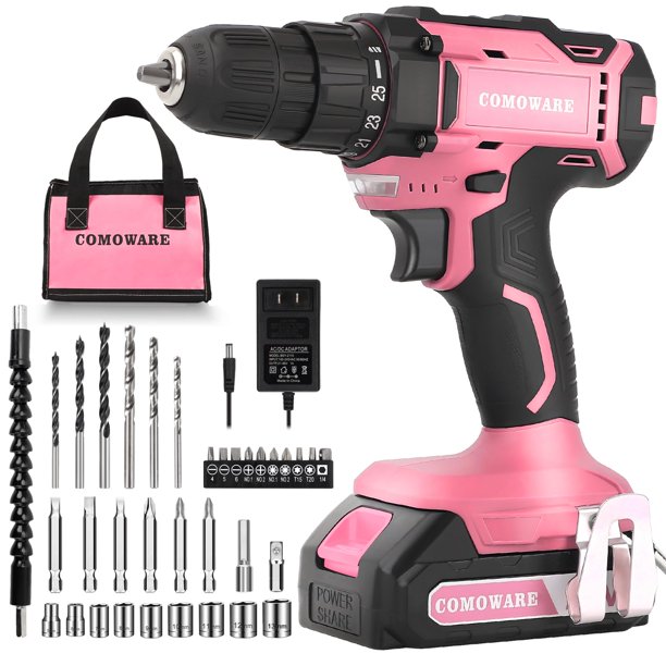 Taladro inalámbrico COMOWARE 20V Pink Power 1 batería 25+1 Pos