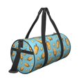 thumbnail image 3 of Xecao Lemon Ice Cream print Round Travel Duffel Bag is a foldable gym bag with an inner pocket, perfect for travel sports, 3 of 8