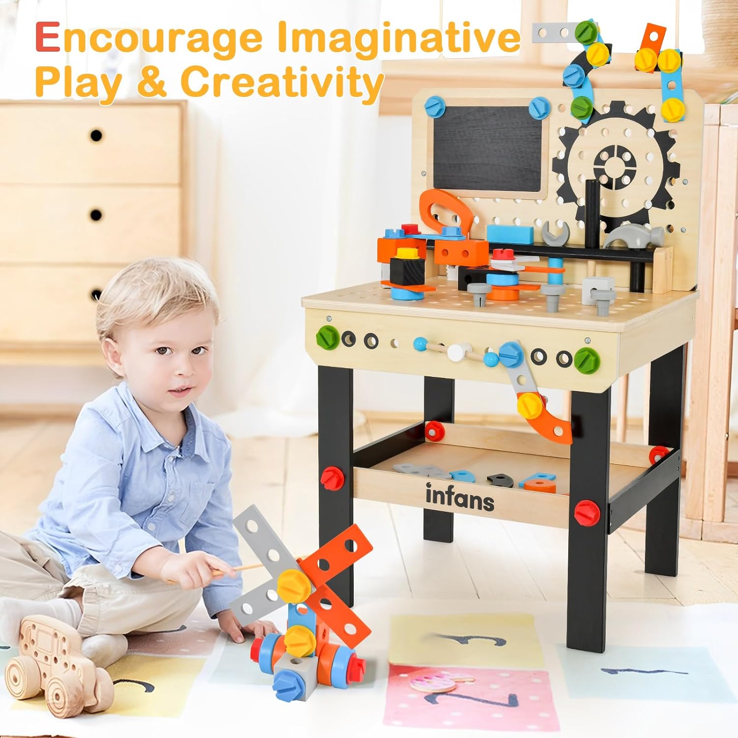 Yontwe Établi En Bois Pour Enfants Outils Multifonctions - Cadeau Noël Idéal Dès 3 Ans