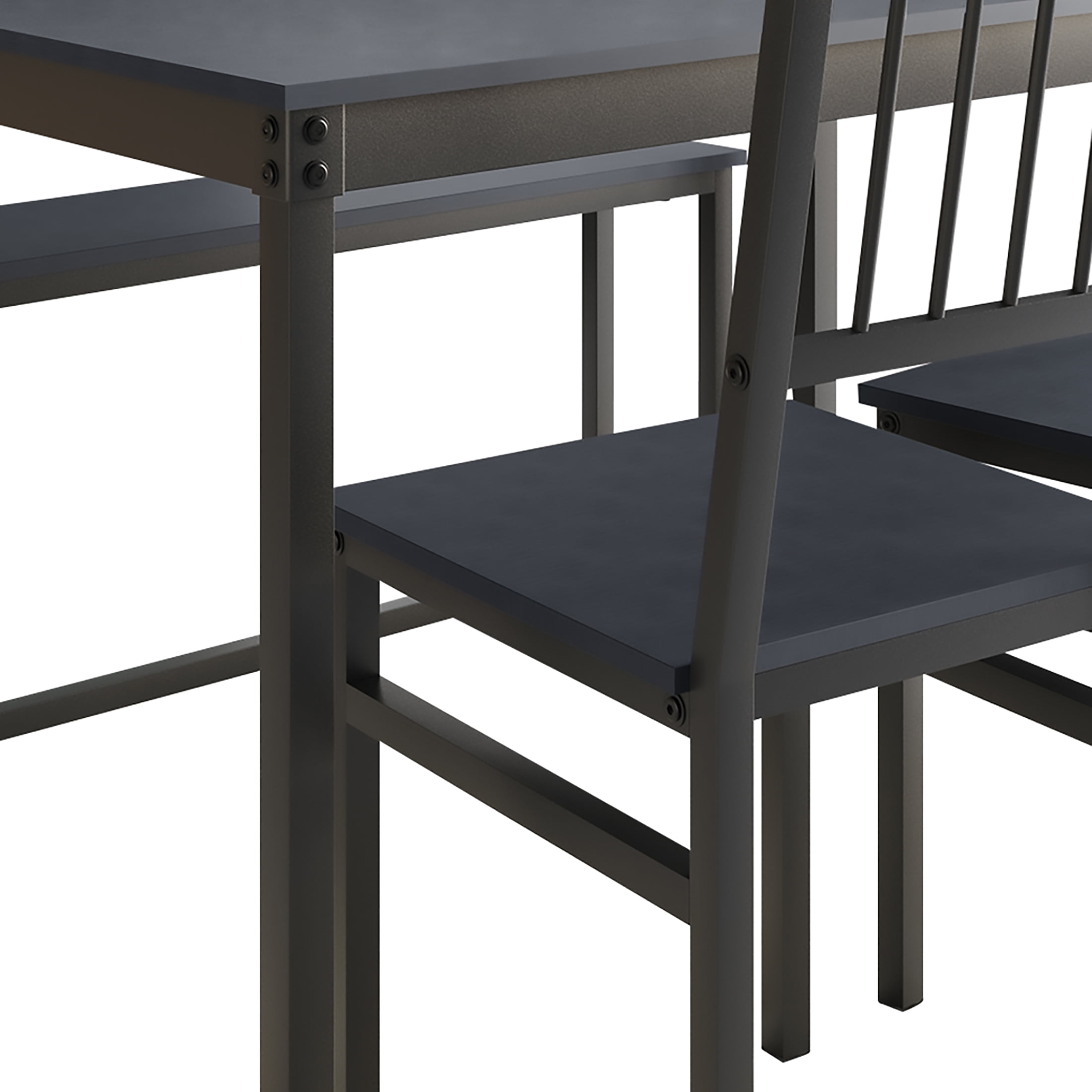 Castle Place Elegant 4-Piece Metal Dining Set In Black