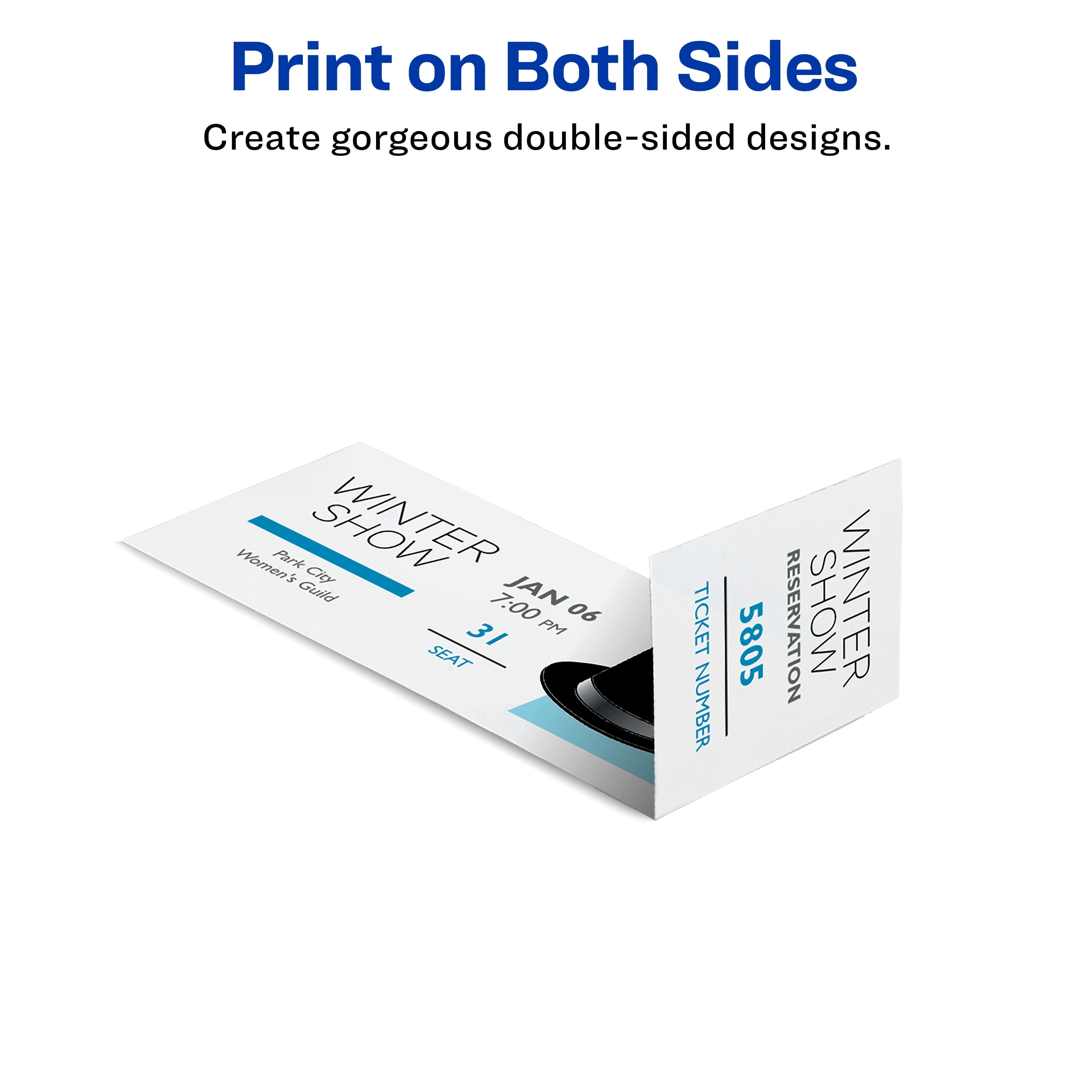 Avery Tickets, 1.75" x 5.5", Matte White, 200ct (16154) - 5 Pack