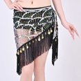 thumbnail image 7 of Xfvqtps Woman Sequin Dance Skirt Tassel Triangular Belt Belly Dancing Waist Towel Waist Chain Hip Towel Performance Skirt White, 7 of 7