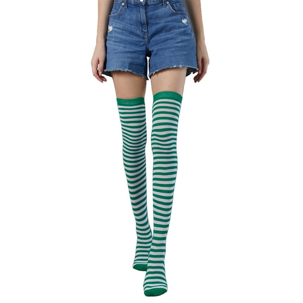 Minnieouse Medias Pantimedias sin costuras Medias Calcetines altos iris Raya Muslo Alto Vestido de juego de rol Fiesta Mascarada Tipo 29 Type3 NO3 Minnieouse AP010460-29B