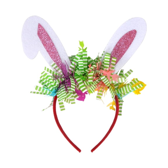 Easter Bunny Headband Rabbit Ears Hair Bands for Women Girls Kids, Purple Glitter Bunny Ears Colored Ribbon Hair Accessories Non Slip Headbands Easter Day Party Decoration Supplies