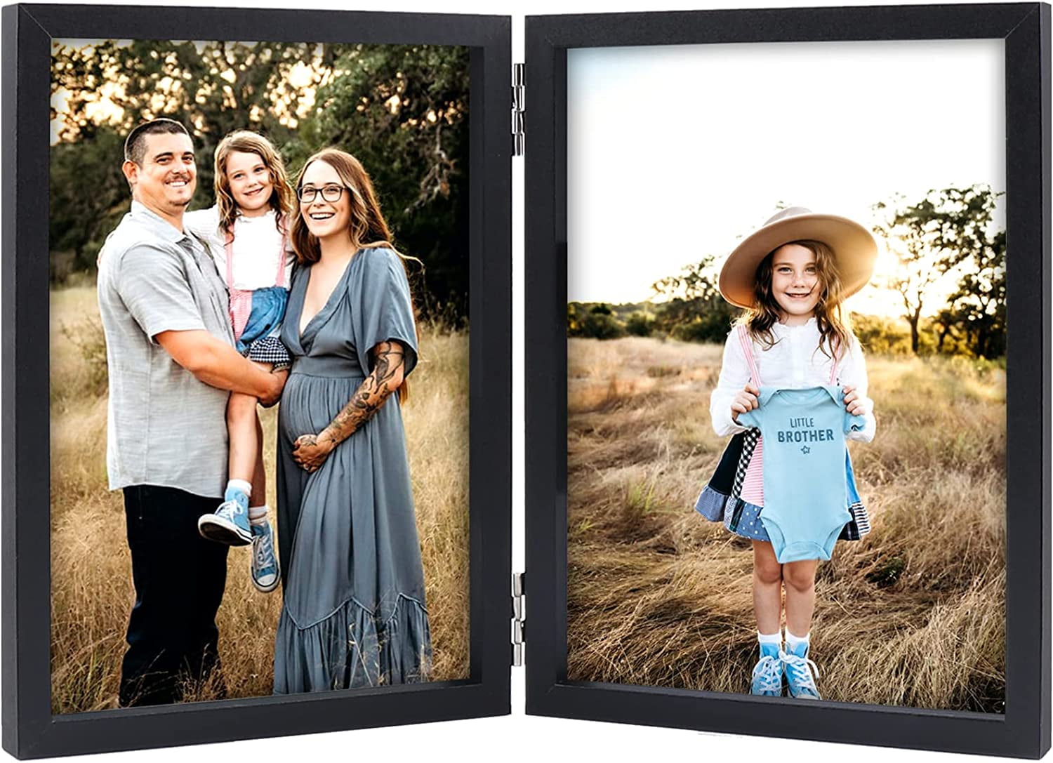Double 4X6 Picture Frame Hinged Folding Photo Frame With Glass Front