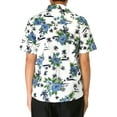 thumbnail image 3 of Unique Bargains Men's Summer Button Floral Cotton Short Sleeve Hawaiian Shirt 38 White Coconut, 3 of 6