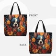 thumbnail image 2 of Easygdp Cute Colorful Flower French Bulldog Bolsa Tote para Mujer, Bolso de Hombro para Trabajo, Playa, Viajes, Compras y Supermercado, 2 of 7