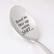 Engraved Spoon - Funny Spoon Gift for Women Mothers Day Gift Basket Ideas from Daughter Son | Gift for Girls Christmas Birthday Gift for Mom Coffee Teaspoon Gift | Stir up Shit in My Life-7 Inch