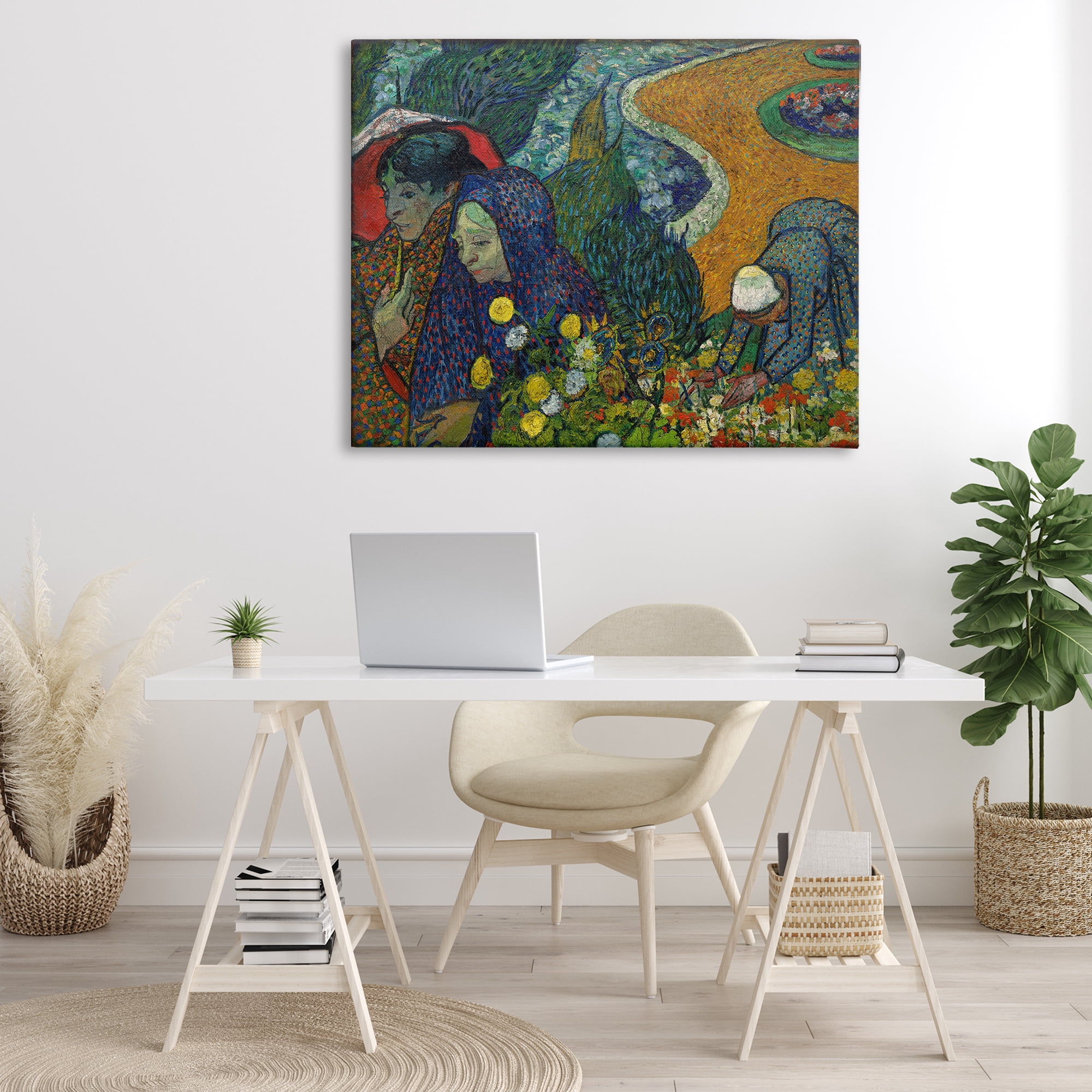 Stupell Industries Van Gogh Memory of Garden at Etten People Painting Wrapped Canvas Art Print Wall Art, 48 x 36