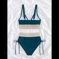 thumbnail image 4 of Bikini de Dos Piezas para Mujer, Cintura Alta, Cuello Halter, Traje de Baño, Azul Pavo Real, XL, 4 of 7