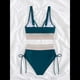 thumbnail image 4 of Bikini de Dos Piezas para Mujer, Cintura Alta, Cuello Halter, Traje de Baño, Azul Pavo Real, Talla M, 4 of 7