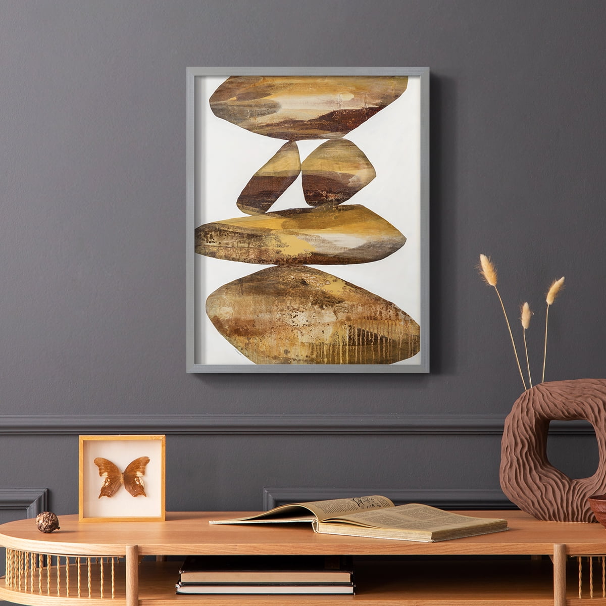 Rocks I in Gray Solid Wood 16 x 20 Framed Print