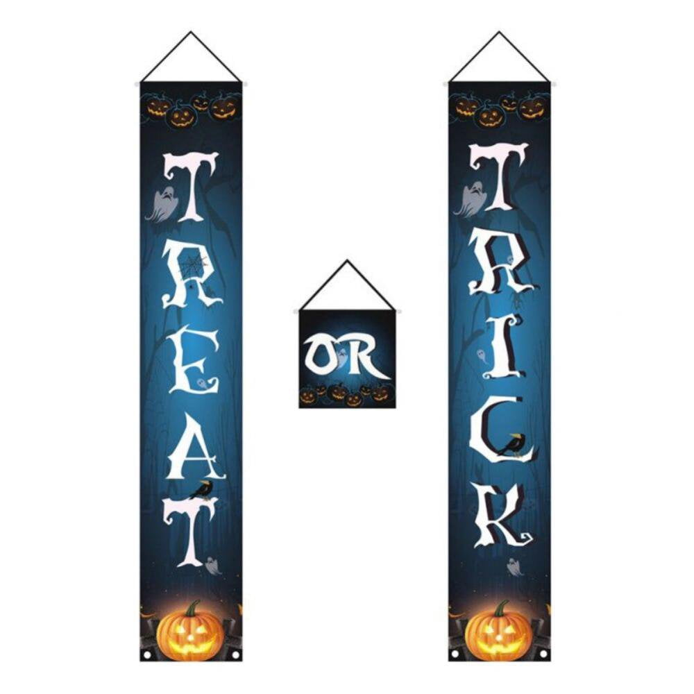 Décoration Halloween - Bannière Couplets De Porte 180x30cm - Fantômes, Citrouilles - Polyester - Facile à Suspendre - 7