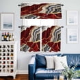 thumbnail image 2 of Red Marble Kitchen Curtains Sets for Windows 24 Inch Length, Grey Gold Texture Vintage Farmhouse Art Rod Pocket Window Treatments Tier Curtains and Valances Set for Bedroom/Bathroom, 2 of 8