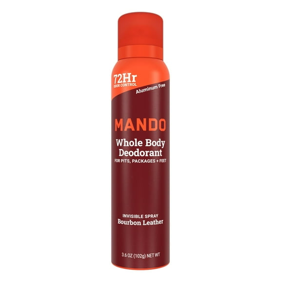 Mando Whole Body Deodorant for Men - Spray Deodorant - Aluminum Free - Bourbon Leather - 3.6oz