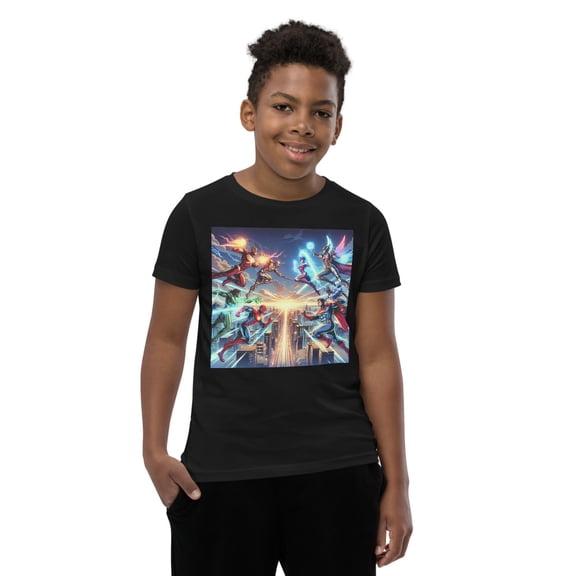 Superheroes Unite! T-Shirt – Power, Style & Action in Every Thread - Youth Short Sleeve T-Shirt copy (Black, S)