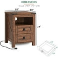 thumbnail image 2 of RedLemon Farmhouse Nightstand with Charging Station, Rustic 18 Inch End Table with 2 Storage Drawers and Open Shelf, Wood Sofa Side Table for Bedroom, Living Room (Reclaimed Barnwood), 2 of 6