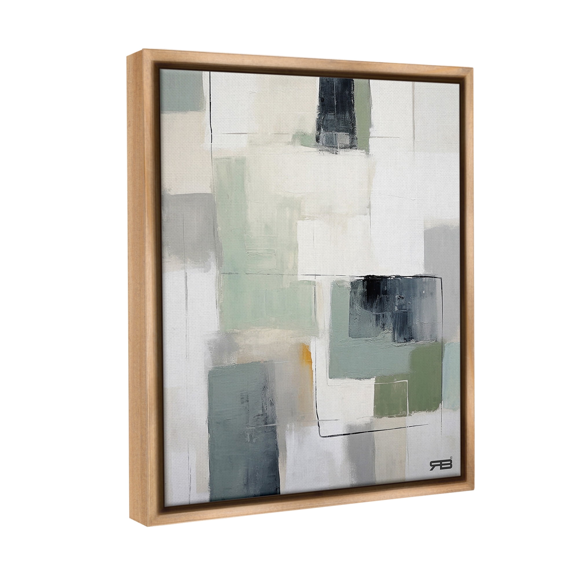Stupell Industries Abstract Grey Shapes Abstract Painting Brown Floater Framed Canvas Art Print Wall Art, 17 x 21