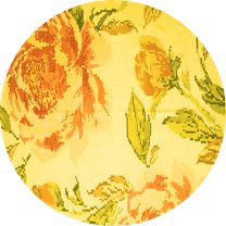 Ahgly Company Machine Washable Indoor Round Botanical Yellow Coastal Area Rugs, 3' Round