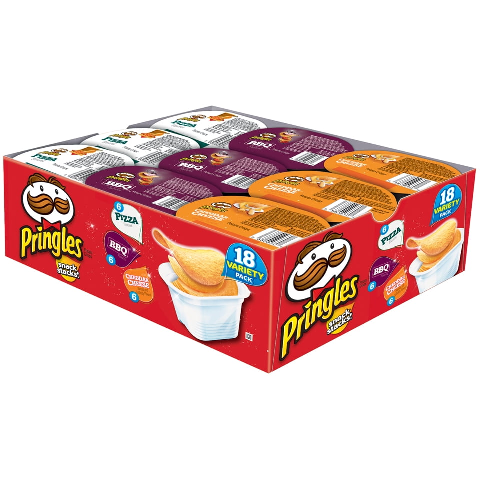 Pringles Snack Stacks Pizza, BBQ, Cheddar and Cheese Variety Potato Crisp Pack, 0.74 Oz., 18