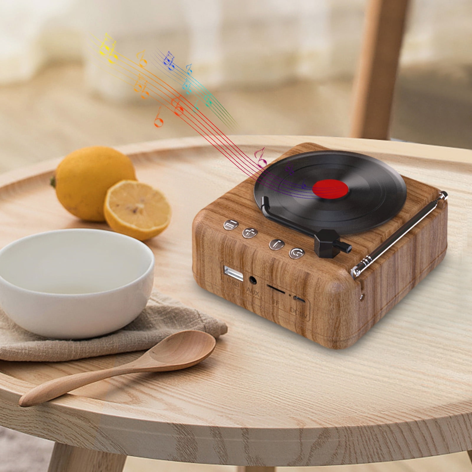 LACKUST Record Player Wireless Bluetooth Sound Retro Creatives Mini Portable Card Insert Small Speaker Subwoofer Gift,Brown