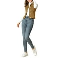 thumbnail image 3 of INSPIRE CHIC Women's Washed Denim Button Sleeveless Vest Jacket with Pockets XS Khaki, 3 of 8