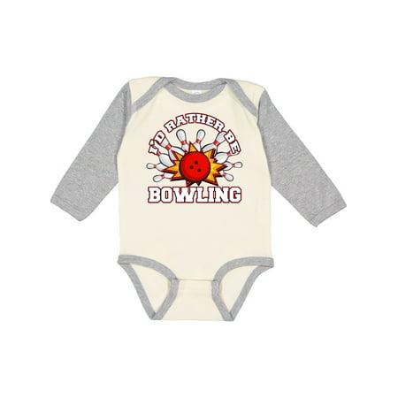 

Inktastic I d Rather Be Bowling Gift Baby Boy or Baby Girl Long Sleeve Bodysuit