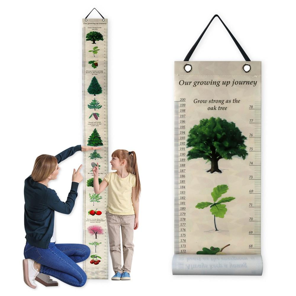 Growth Charts for Kids Removable Blue Canvas Wall Hanging Growth Height Chart for Home Decoration 