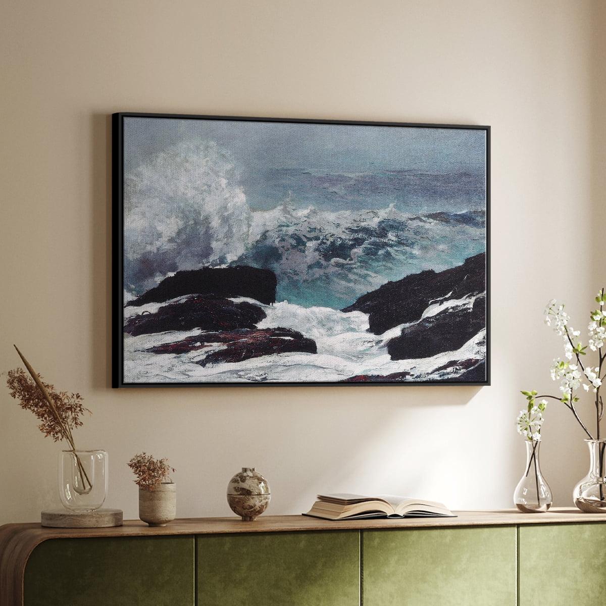 Vintage Landscape-XXXV By Wexford Home Framed in Black Wood Gallery Wrapped Canvas 17 in. x 25 in.