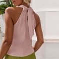 thumbnail image 4 of XFLWAM Women's Silky Satin Tank Top Cowl Neck Sleeveless Draped Blouse Halter Wrap Tie Back Backless Summer Camisole, 4 of 7